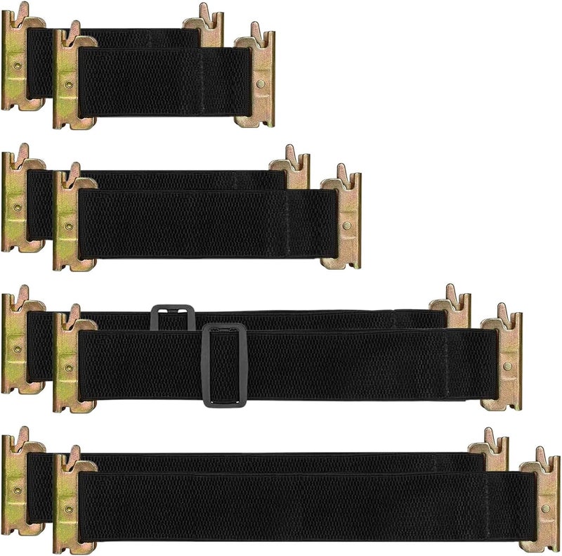 MorScan 8 Pack E-Track Bungee Tie-Down Straps, 5",8",13",12"-22" Length Adjustable Black Bungee Straps, Secure Tools/Cargo to Walls for Trucks, Enclosed Trailers, Vans, Warehouses, Garages, Workshops - Image 1